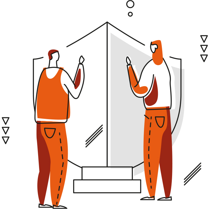 Ilustracja graficzna przedstawiająca pracowników przy łodzi