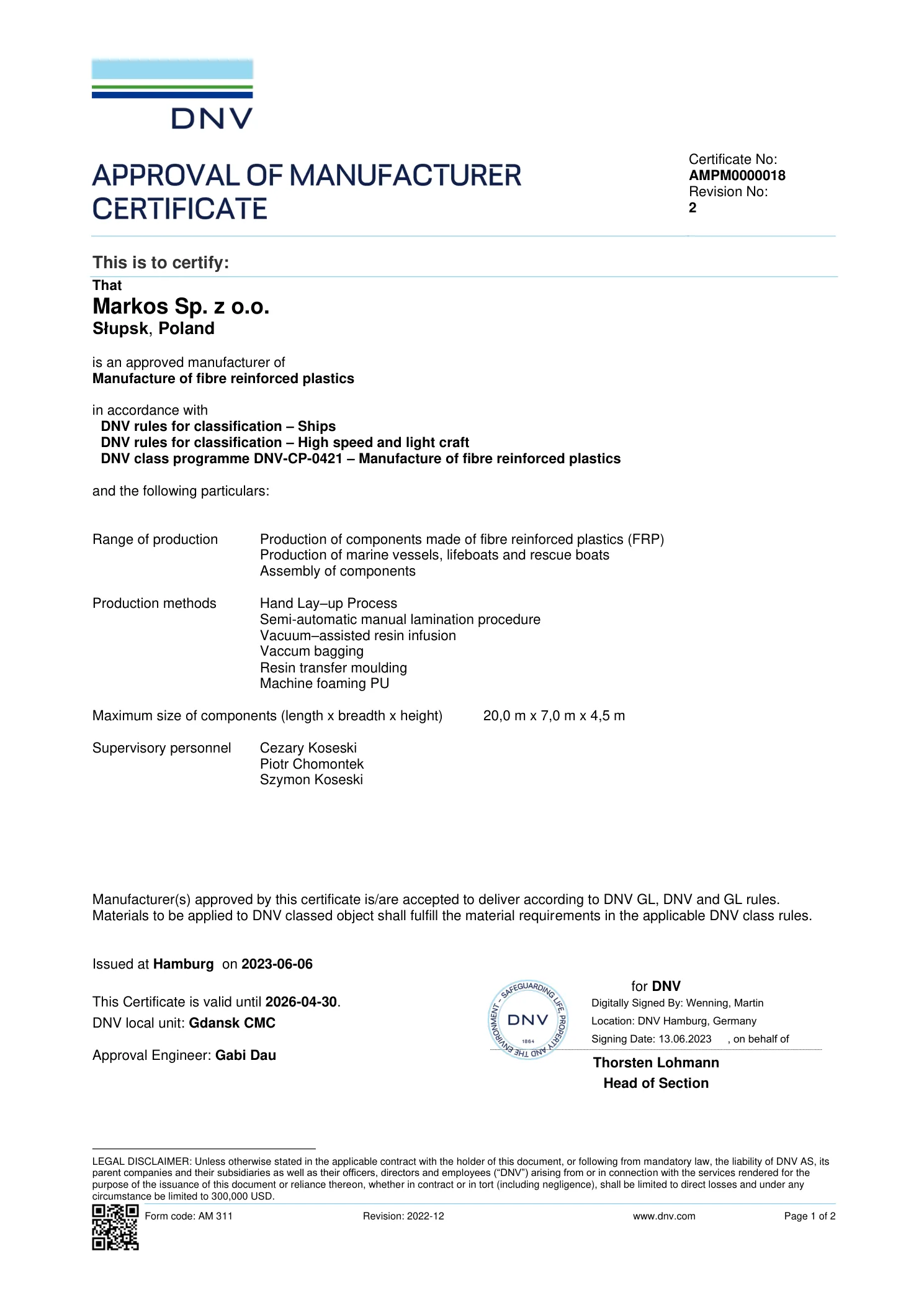 Approval of Manufacturer Certificate (EN) p1