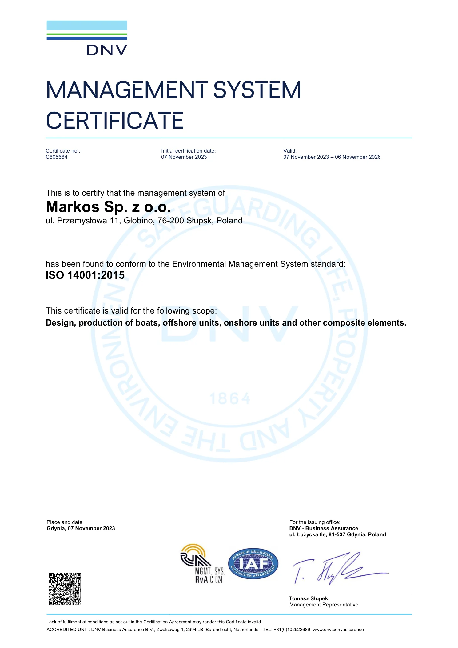 Environmental Management System Certificate (EN)